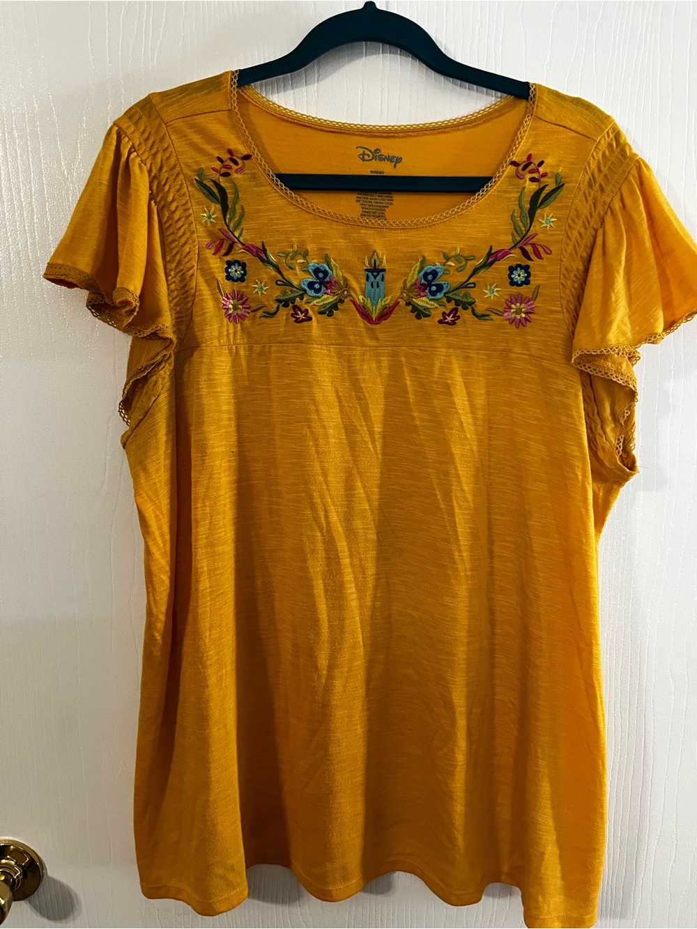 torrid Mustard Short-Sleeve Tee with Multicolor Floral Embroidery